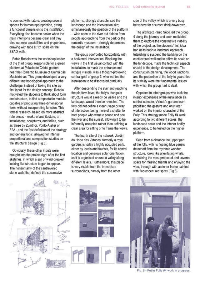 Article page with sketches and model photographs of folly no. 4.